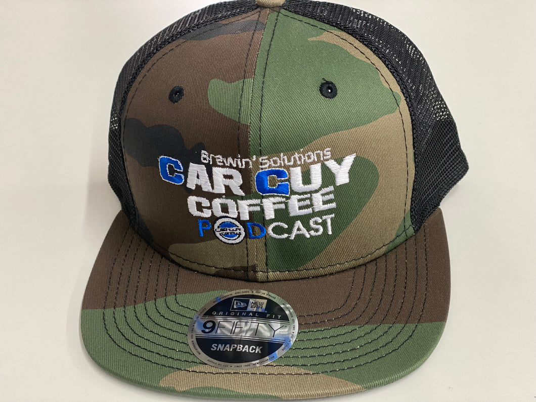CAMO Car Guy Coffee Podcast Cap (white letters) Mesh Snap Back